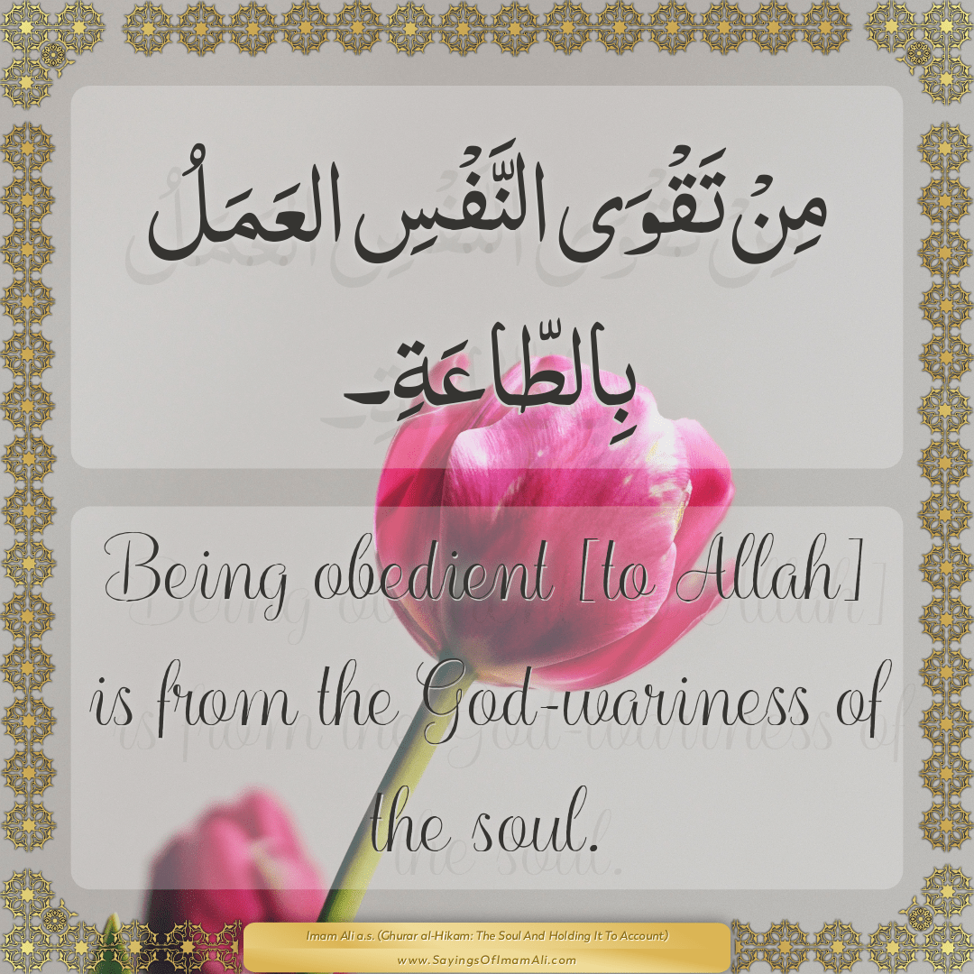 Being obedient [to Allah] is from the God-wariness of the soul.